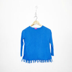 Lilly Pulitzer GIRLS Mini Ramona Fringe Sweater Coastal Blue Size MEDIUM 6-7